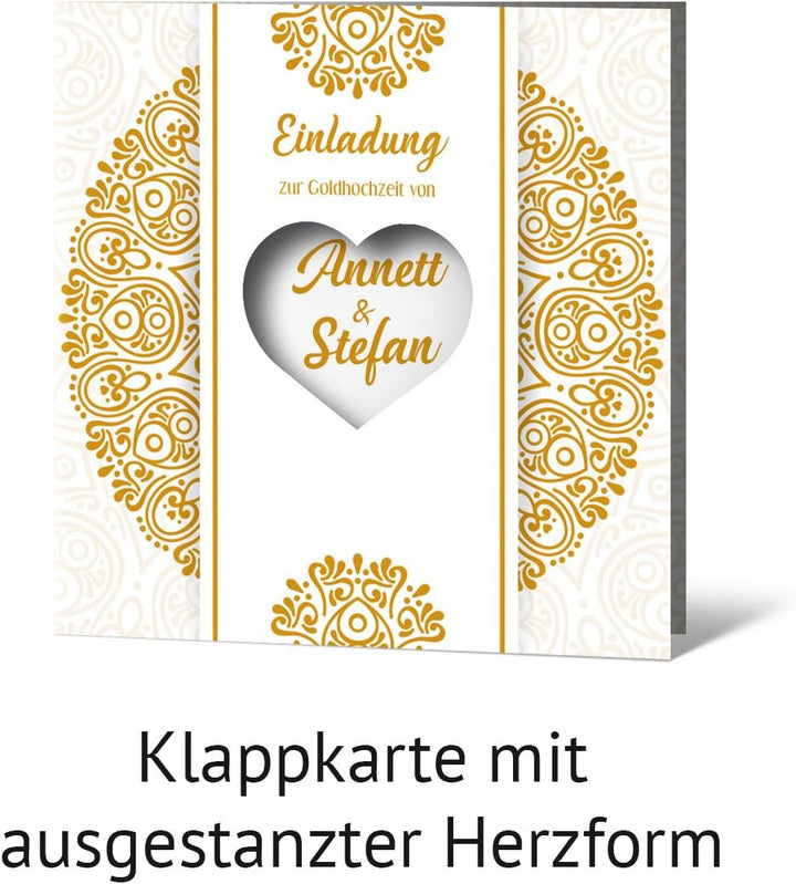 10 x Lasergeschnitten Hochzeitseinladungen Goldhochzeit goldene Hochzeit Einladung individuell - Her