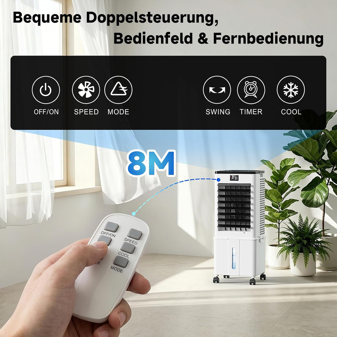 Klimaanlage Mobil 10L, 60W Klimagerät ohne Abluftschlauch 4-in-1, Klimaanlage mit 12H Timer, 4 Modus