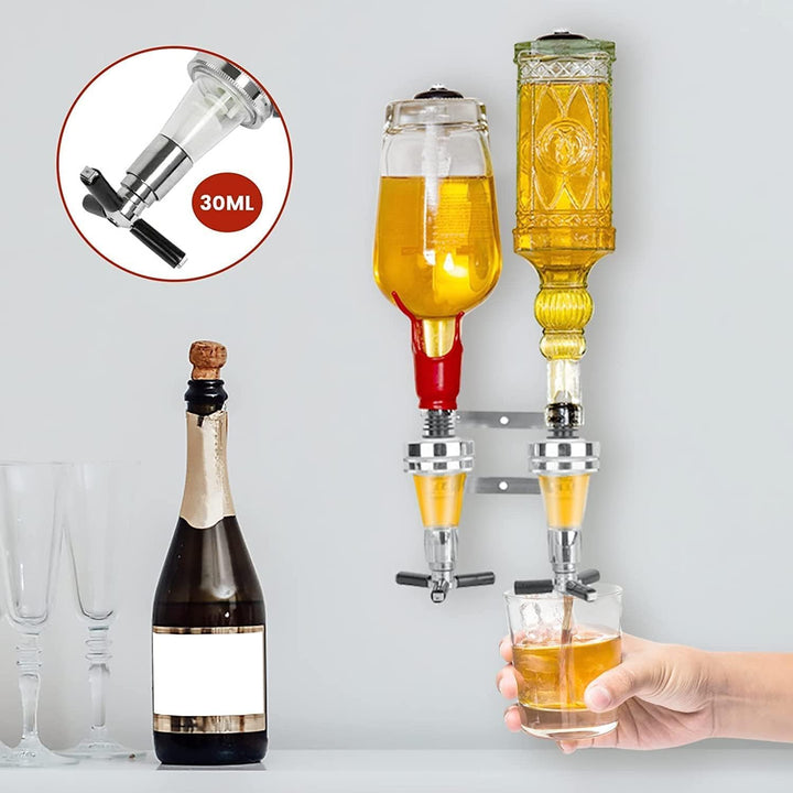 Flaschenhalter Wandmontage, Doppelkopf Dispenser Flaschenhalter für 2 Flaschen, Wand Montierter Bar