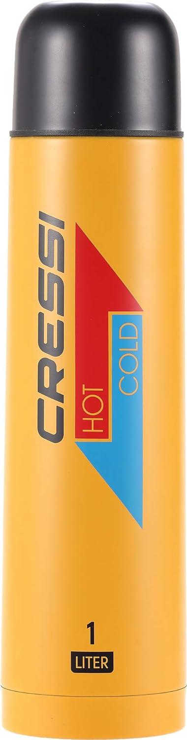 Cressi Unisex-Adult Stainless Steel Thermal Flask 1 l Sport-Thermoflasche aus Edelstahl, Gelb/Rot