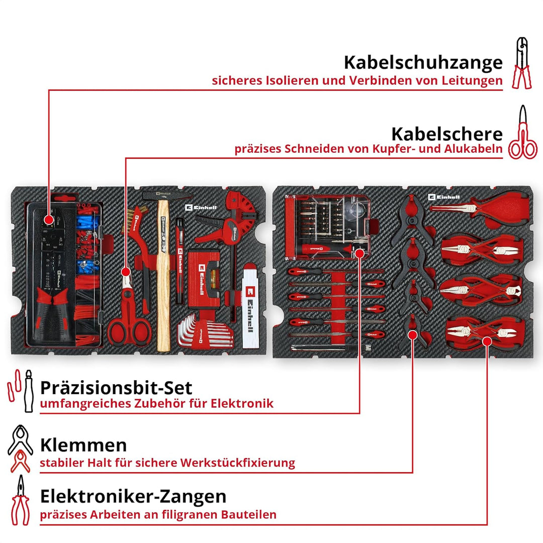 Original Einhell Werkzeugkoffer Hobby E-Case 153-tlg. (Elektronik-Reparatur-Set, Elektroarbeiten, El