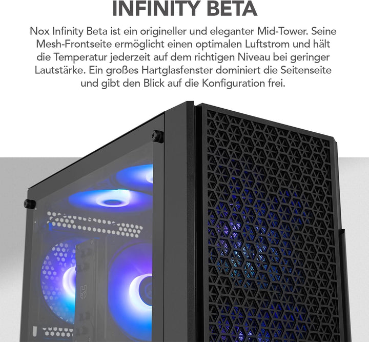NOX XTREME PRODUCTS Infinity BETA - Semitower M-ATX | ITX, Seitenfenster aus gehärtetem Glas, Frontg