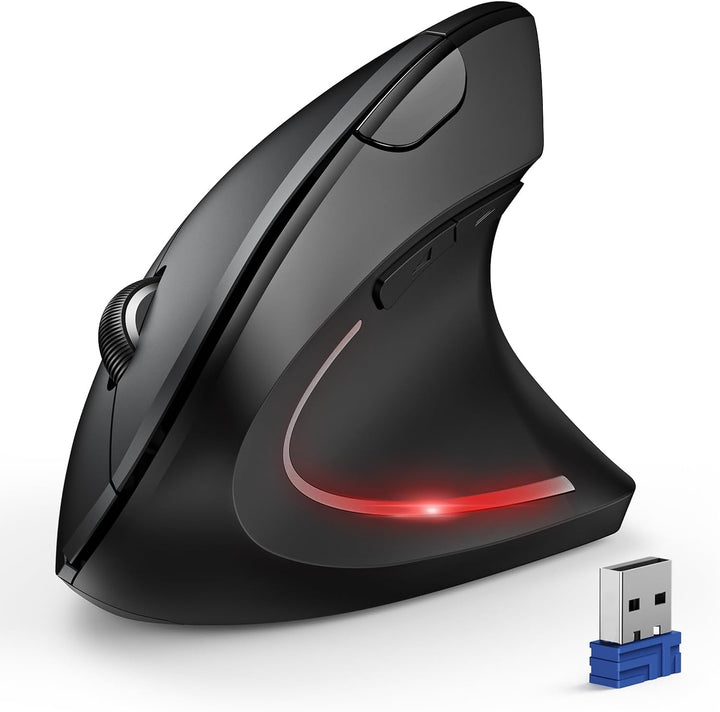 TECKNET Ergonomische Maus, Kabellose Bluetooth Vertikale Maus(BT 5.0+BT 3.0+2.4G), 6 Einstellstufen