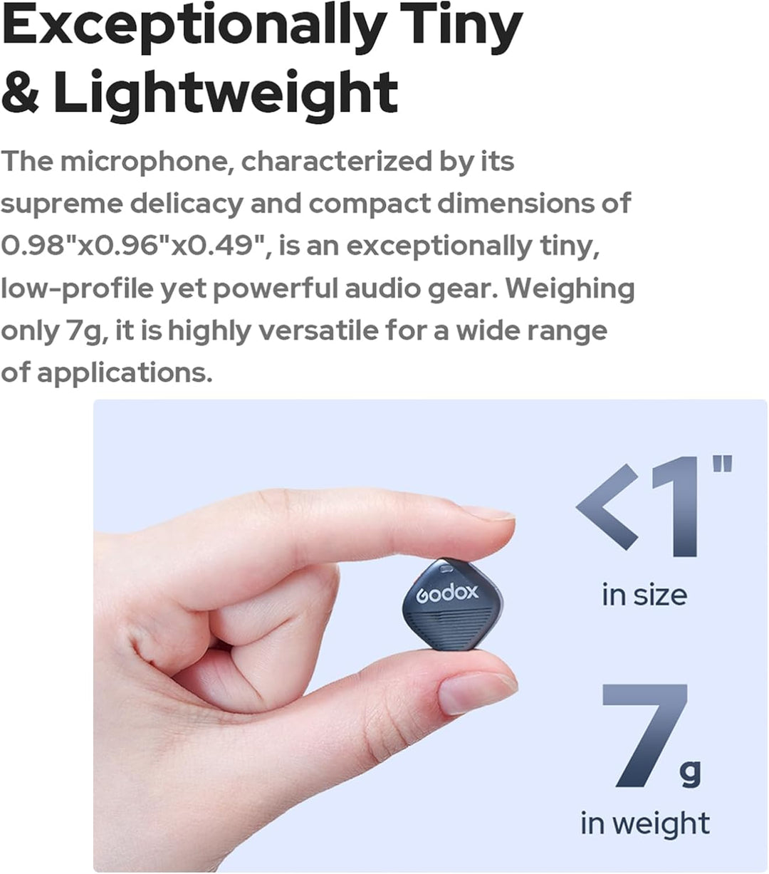 Godox Cube-SC Kit2 Wireless Mikrofon,48kHz/24Bit Hi-Fi Audio,30H Dauer 300 m Reichweite,App Steuerun