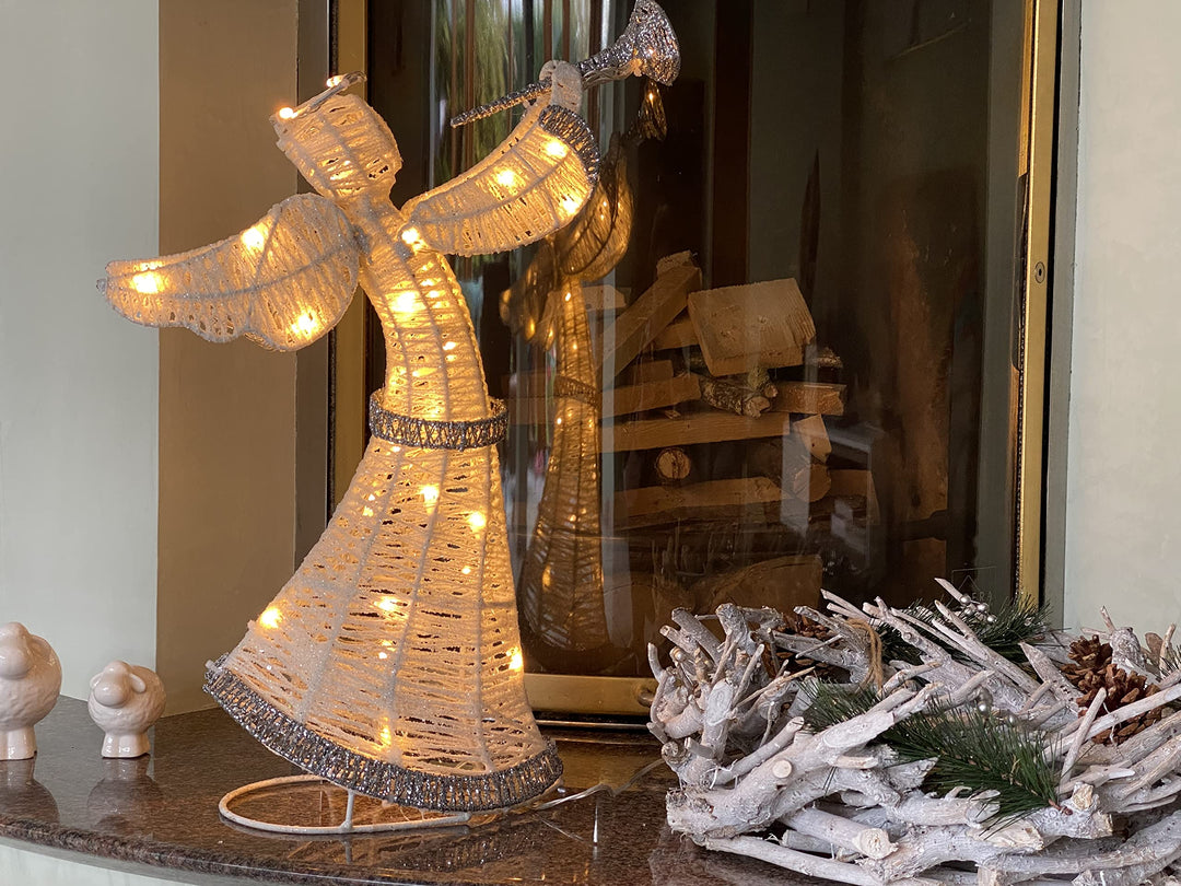 LEDZEIT - Relax Serie - LED Engel Klein, Deko Figur, Strombetrieben, mit Timer, 50cm, warmweiss, Aus