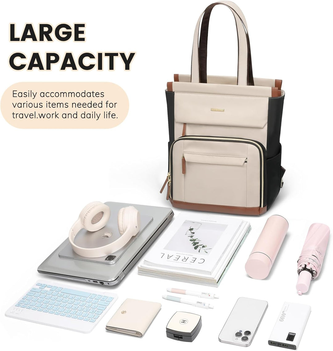 GOLF QUALITY Rucksack Damen 16 Zoll,Elegant Laptop Handtasche 2 in 1, Schultasche Women Tagesrucksäc