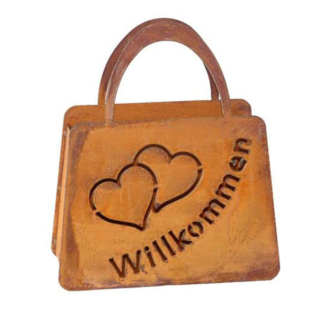 Bornhöft Tasche zum Bepflanzen Windlicht Beetdeko Metall Rost Gartendeko 27cm x 32cm Edelrost rostig