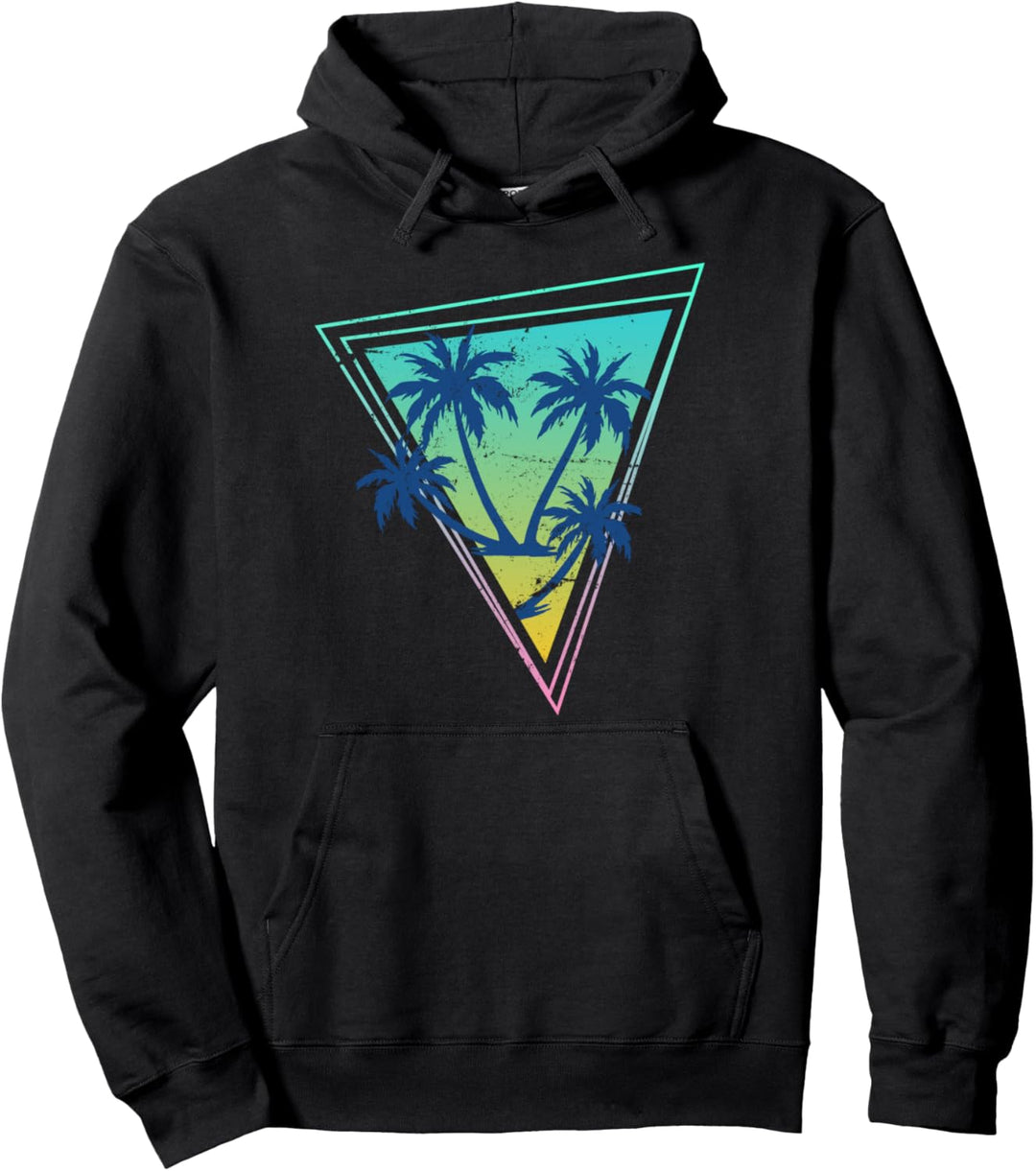 80er Kunst Tropische Palmen Retro 90er Aesthetic Vaporwave Pullover Hoodie
