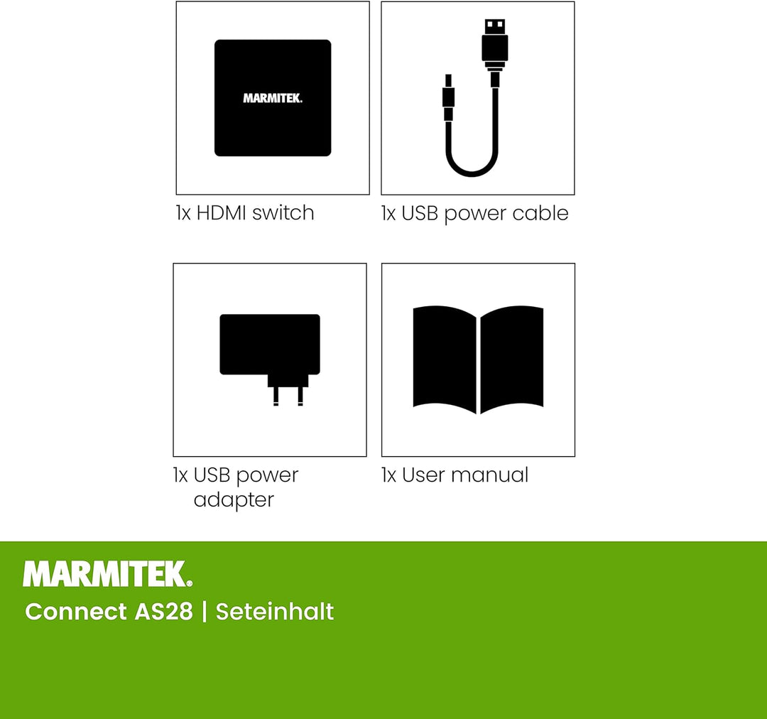 HDMI 2.1 Switch - Marmitek AS28 - 8K HDMI switch - 4K 120Hz - HDR - 2 ein / 1 aus - HDMI Switch 4K 1