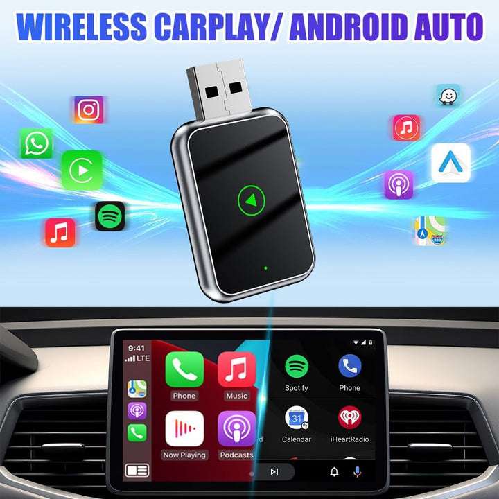 CarPlay & Android Auto Wireless Adapter, 2 in 1 Plug & Play Carplay Wireless Adapter für iOS 10+ und