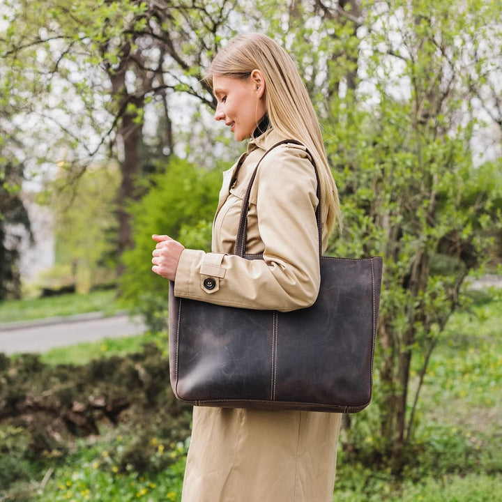 Londo Echtleder Tote Tasche Handtasche Damen Handgefertigt aus Echtem Leder – Laptop Tasche Schulter