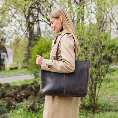 Londo Echtleder Tote Tasche Handtasche Damen Handgefertigt aus Echtem Leder – Laptop Tasche Schulter