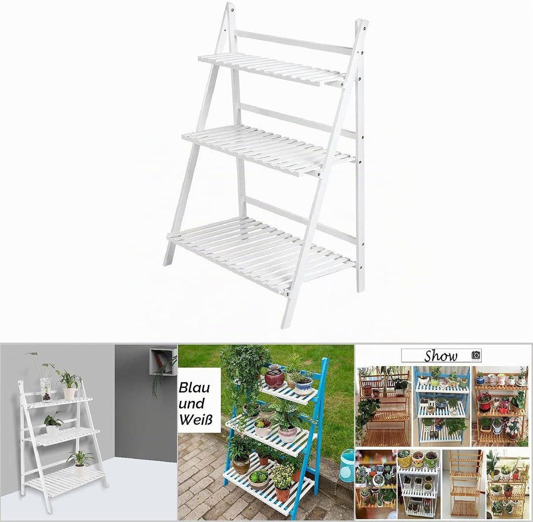 Cocoarm Blumentreppe Weiss Draussen Blumenregal Pflanzenregal Balkon Pflanzentreppe 3 Ebenen Blumens