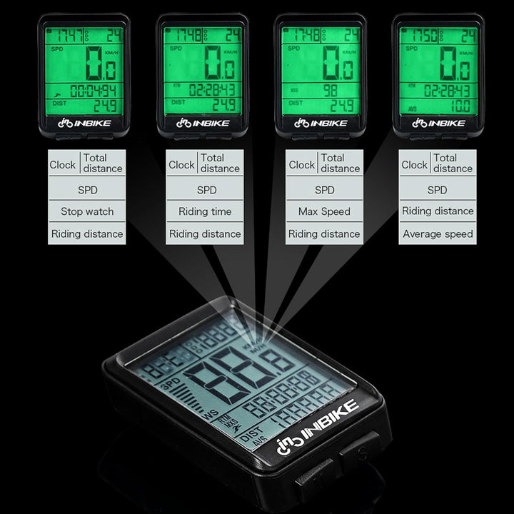 INBIKE Fahrradcomputer Kabellos Wasserdicht mit LCD Display Multi-Funktion Fahrradtacho Tachometer K