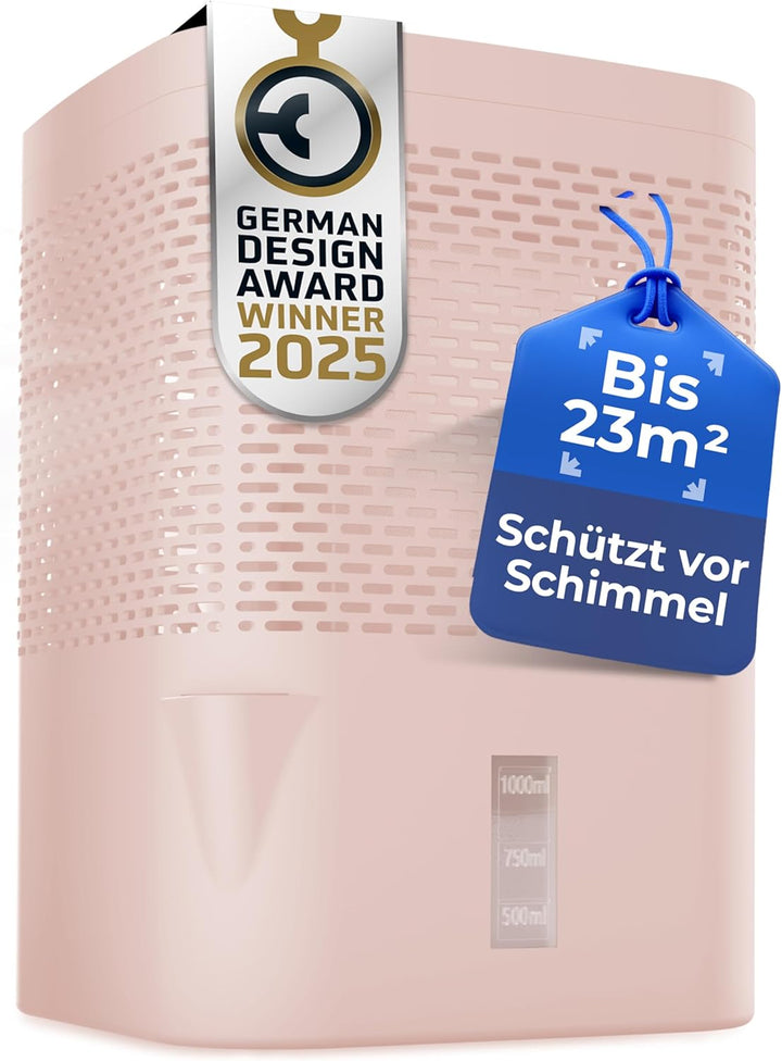 BonAura® AirOne Luftentfeuchter ohne Strom bis 23m² I 360° Belüftung I Raumentfeuchter mit Ausgiesse