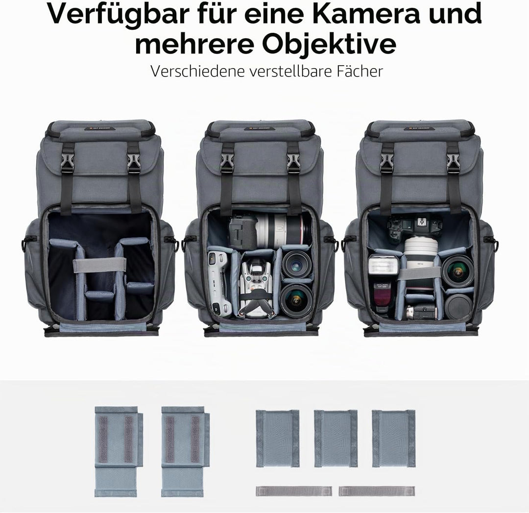 K&amp;F CONCEPT Kameratasche für Fotografen, Reisetasche für Stativ, Kameraobjektiv, Zubehör mit Laptopf