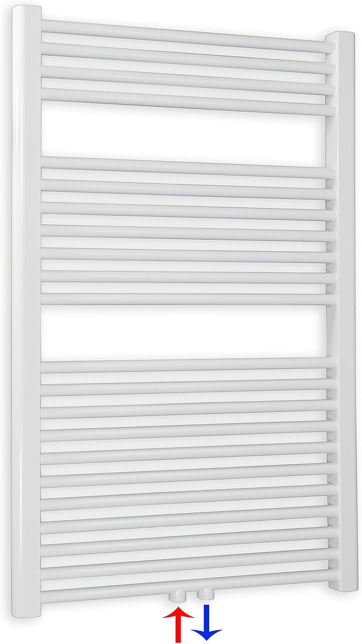 Heizkörper Badheizkörper Handtuchwärmer mit Mittelanschluss 50 mm weiss (1160 x 750 mm) (726 Watt na
