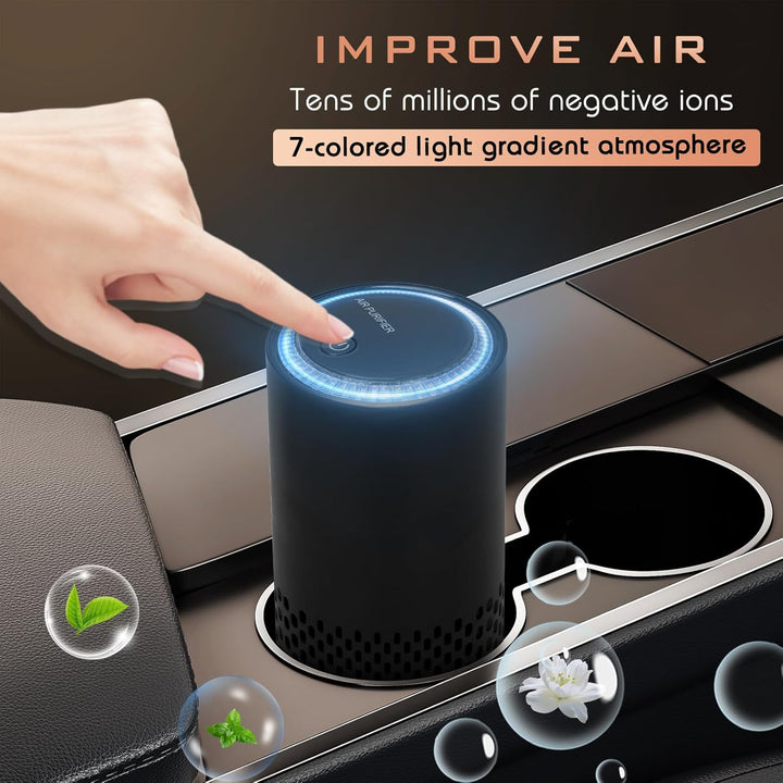 FYY Kleine HEPA Luftreiniger-USB Powered Auto Luftreiniger, Geruchsfrischer mit Farblicht, Reiserauc