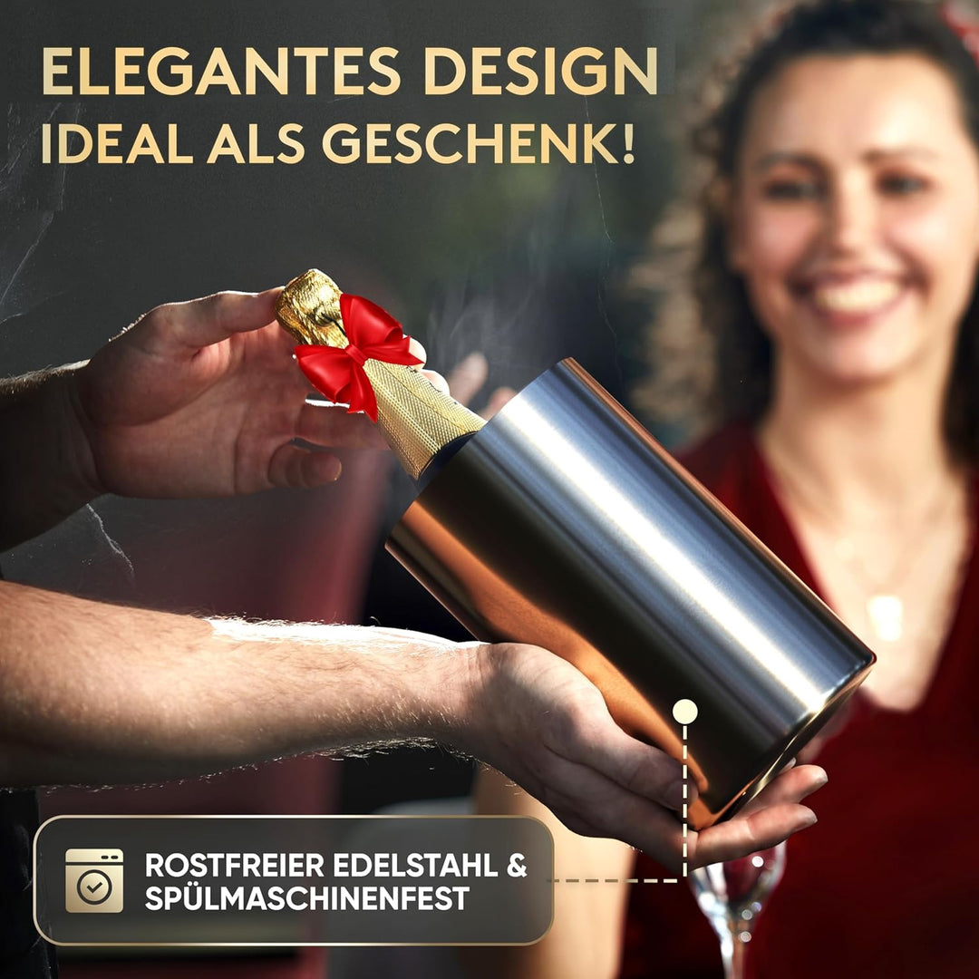 SilverRack Weinkühler Edelstahl - Champagner Kühler - Flaschenkühler als Wein-, Sektkühler und Geträ
