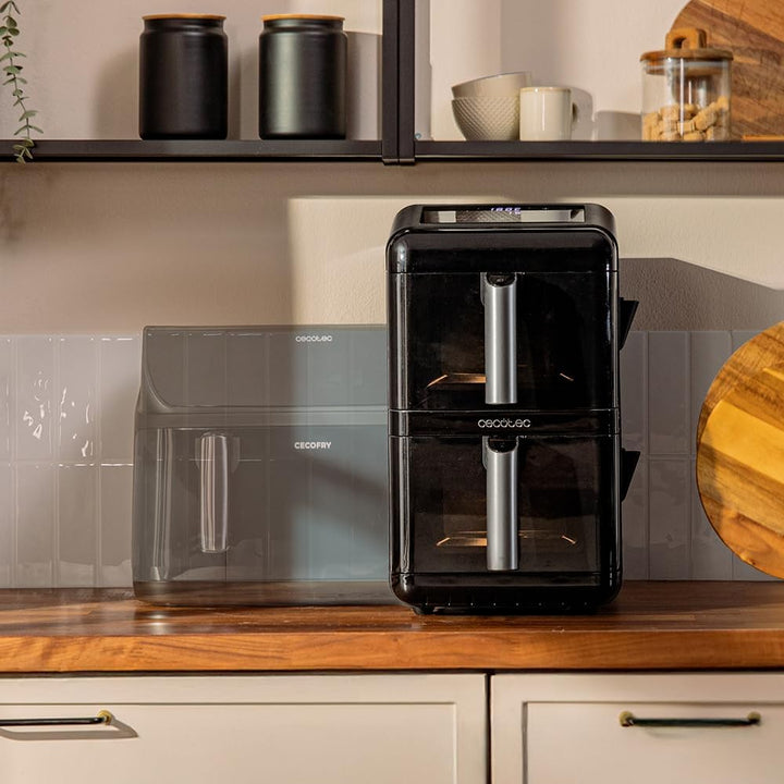 Cecotec Luftfritteuse ohne Öl – Air Fryer 12 l Cecofry DuoLevel 12000 Window. 2900 W, 2 Behälter mit