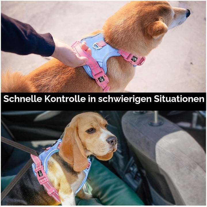 PHOEPET No Pull Hundegeschirr, reflektierende Hundeweste, mit weichem Trainingsgriff für kleine, mit