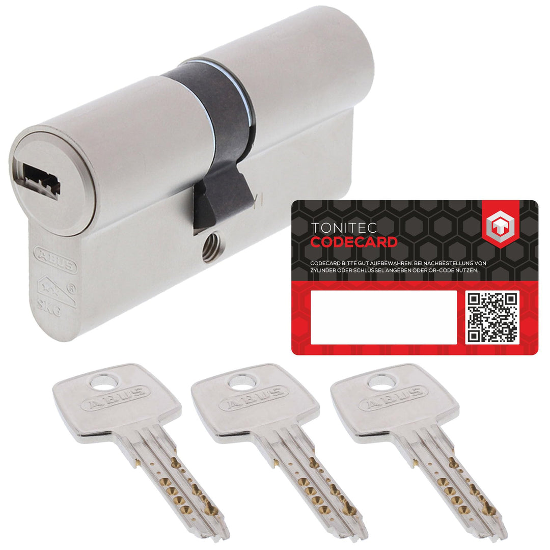 ToniTec Set aus ABUS Türschloss Zylinder EC550 mit 3 Schlüssel, Schliesszylinder gleichschliessend a