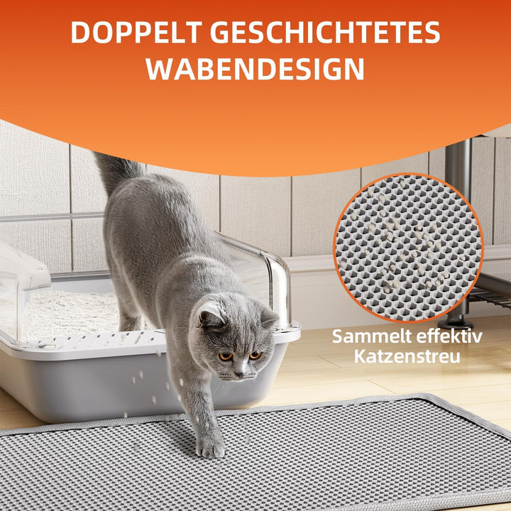 ASOBEAGE Katzenklo Matte, Katzenstreu Unterleger Waben Design Vorleger wasserdichte Doppelte Schicht
