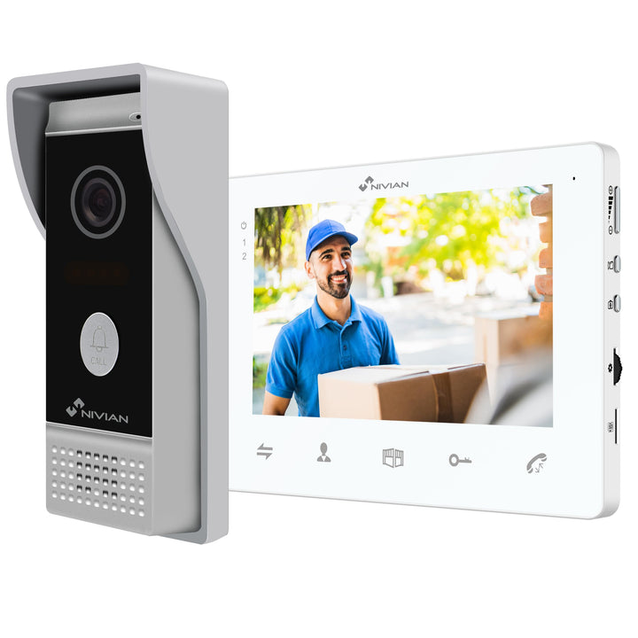 NIVIAN 2-Draht-Video-Türsprechanlage, analog, mit 7-Zoll-Monitor, HQ-Innendisplay mit bidirektionale