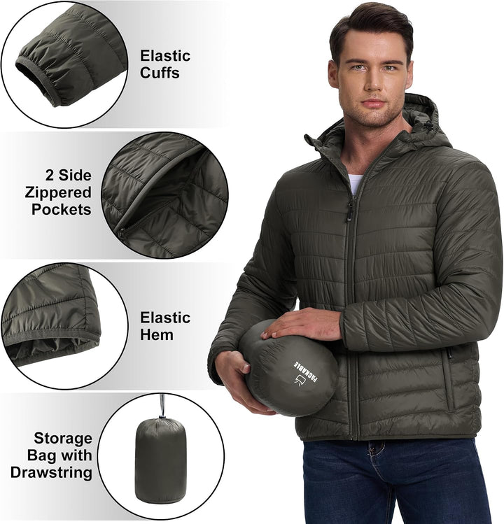 33,000ft Herren Leichte Steppjacke Outdoor Wasserbeständige Übergangsjacke Warme Winterjacke für Män
