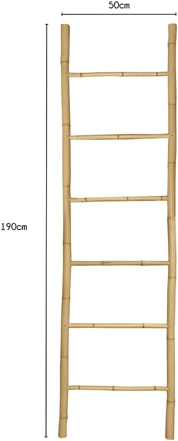 Box and beyond Handtuchhalter – 190 x 50 x 3,5 cm – natürlicher Bambus – Leiter 6 Stangen zum Trockn