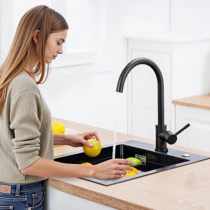 CEECIPA Wasserhahn Küche Schwarz 360° Schwenkbar, Hochdruck Küchenarmatur Schwarz, Mischbatterie Küc