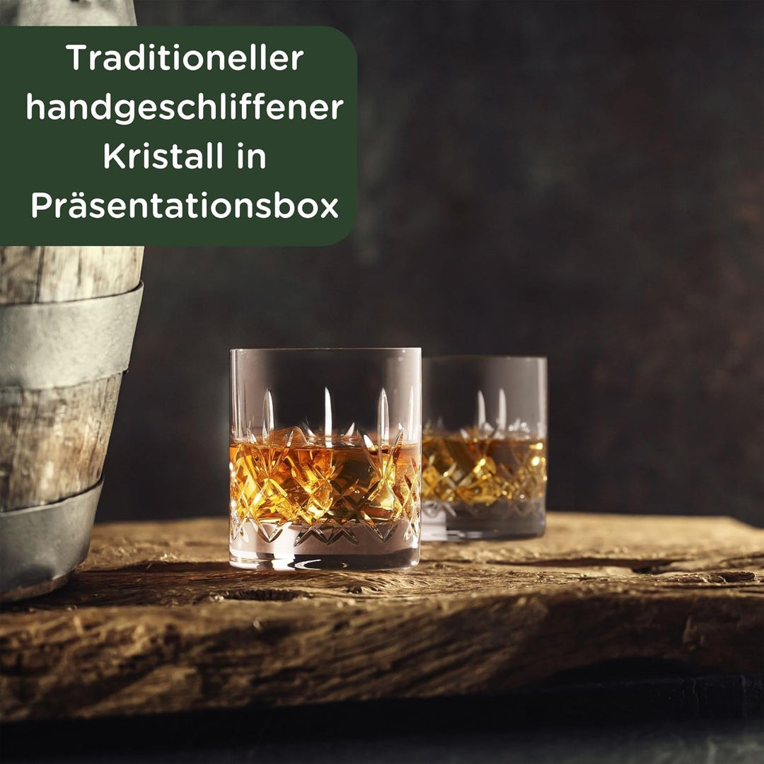 Hemswell Kristall Whisky Gläser Set, 2 Stück – 310 ml, altmodische Gläser, Whisky-Becher – tradition
