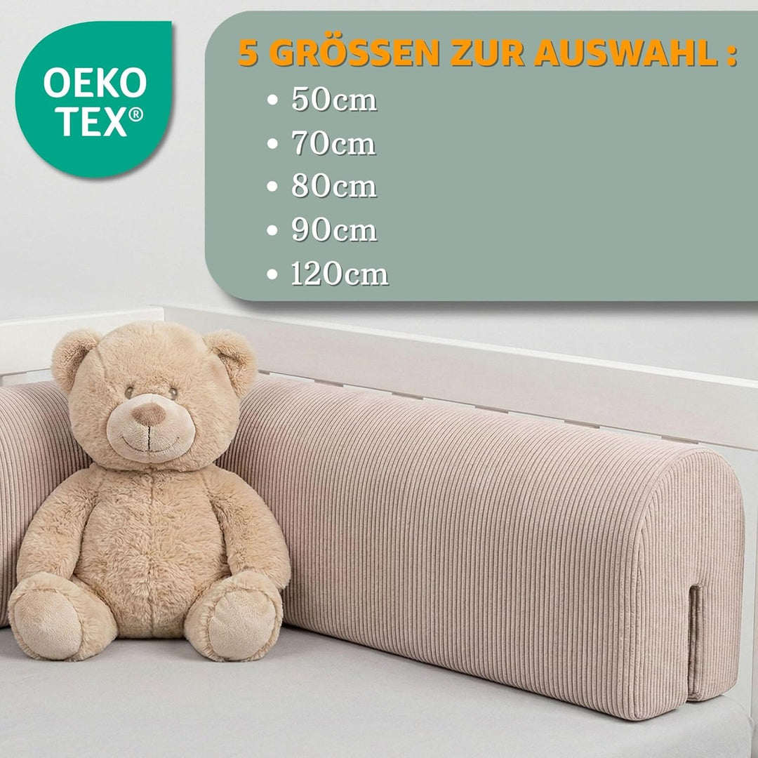 Bettkantenschutz für Kinderbetten Cordstoff 80 cm - Schutz für Bettrahmen Baby Bett rausfallschutz f