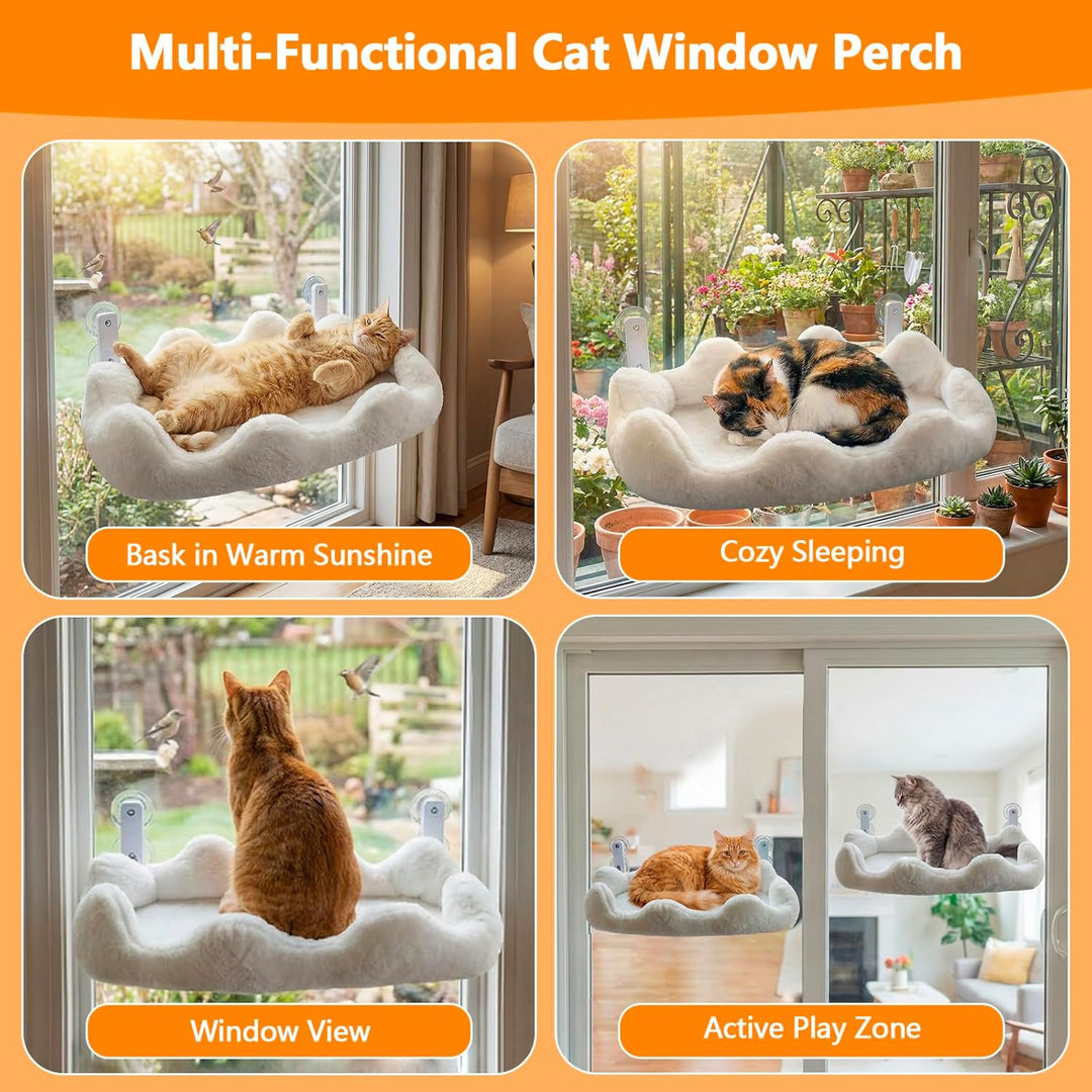 Katzen-Fensterliege, 60 x 30 cm Faltbare Katzenhängematte für das Fenster mit 4-seitiger Polsterung