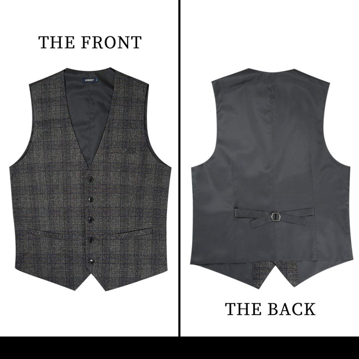 HISDERN Karierte Weste Herren Formale Klassische Weste Baumwolle Hochzeit Hahnentritt Anzugweste 4XL