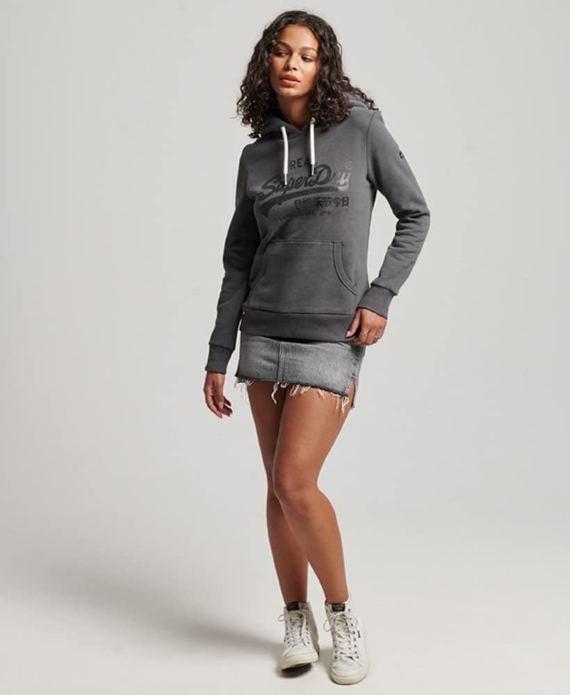 Superdry Damen Train Core Hood Hooded Sweatshirt 34 Charcoal, 34 Charcoal