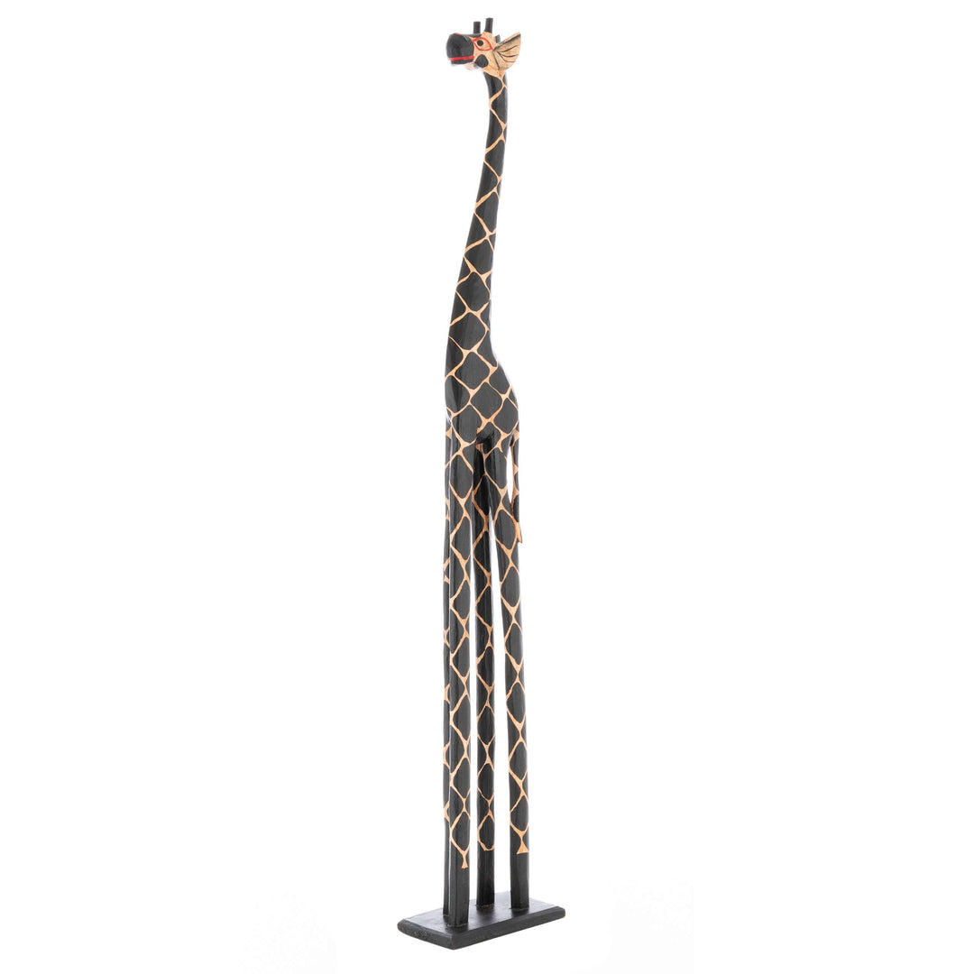 Nexos Trading Deko Giraffe Holzfigur Skulptur Afrika Handarbeit Grösse 150 cm – dunkel Giraffenstatu