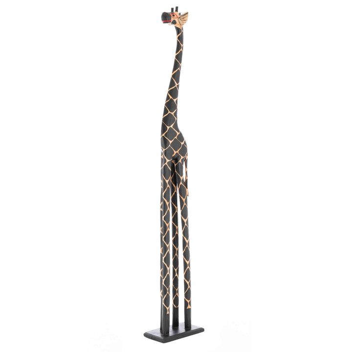Nexos Trading Deko Giraffe Holzfigur Skulptur Afrika Handarbeit Grösse 150 cm – dunkel Giraffenstatu