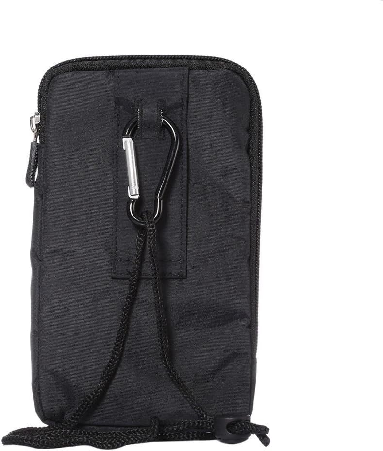 Multi-Functional Universal Vertical Stripes Pouch Bag Case Zipper Closing Carabiner for Sony Xperia