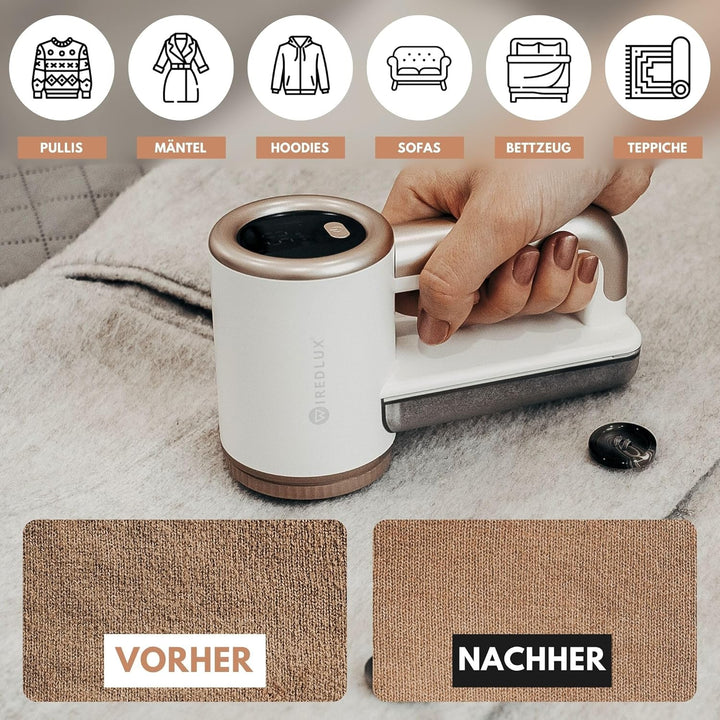 Fusselrasierer Elektrisch WiredLux - Wiederaufladbarer Fusselentferner für Kleidung &amp; Möbel - Einste