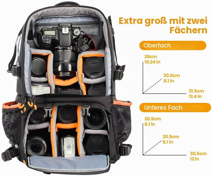 TARION Kamerarucksack Fotorucksack Gross 2-in-1 mit Extra Kameratasche für Spiegelreflex D-SLR(25 Li