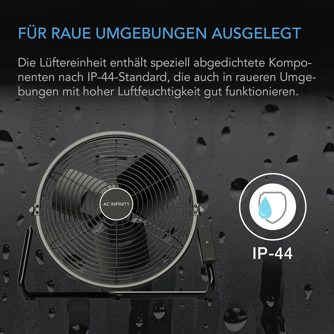 AC Infinity CLOUDLIFT S12 – Industrieller Wandventilator 300 mm mit kabellosem 10-Stufen-Drehzahlreg