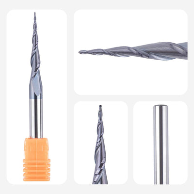 SpeTool Kugelkopffräser 6mm Schaft VHM Konische Fräser CNC 2 Flöten 0,25 mm Radius Schaftfräser mit