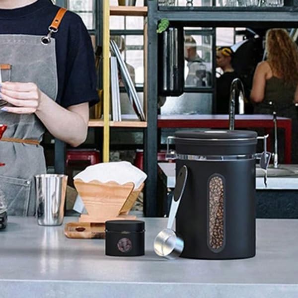 Kaffeedose Luftdicht – Premium Kaffeebohnen Behälter für 1.8L Bohnen & Gemahlenen Kaffee – Vakuum Ka