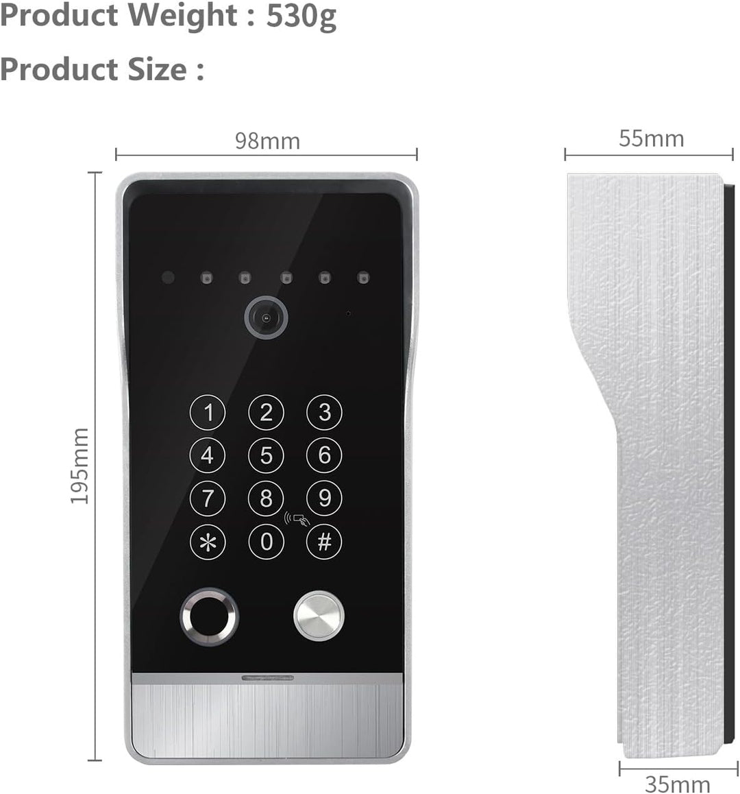 Tuya Video Türklingel Wohnung Gegensprechanlage, WiFi 10-Zoll-Touchscreen-Monitor mit Wired 1080P Tü