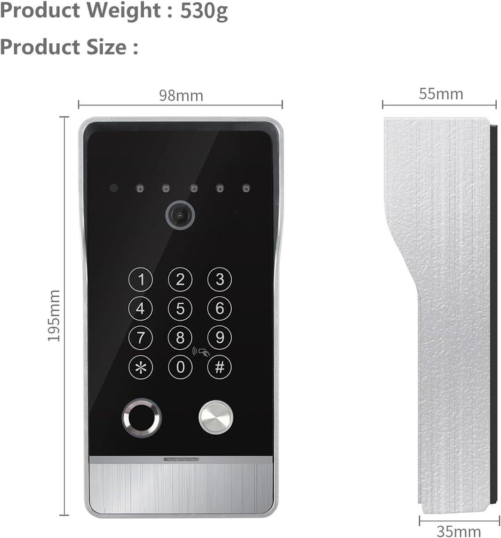 Tuya Video Türklingel Wohnung Gegensprechanlage, WiFi 10-Zoll-Touchscreen-Monitor mit Wired 1080P Tü
