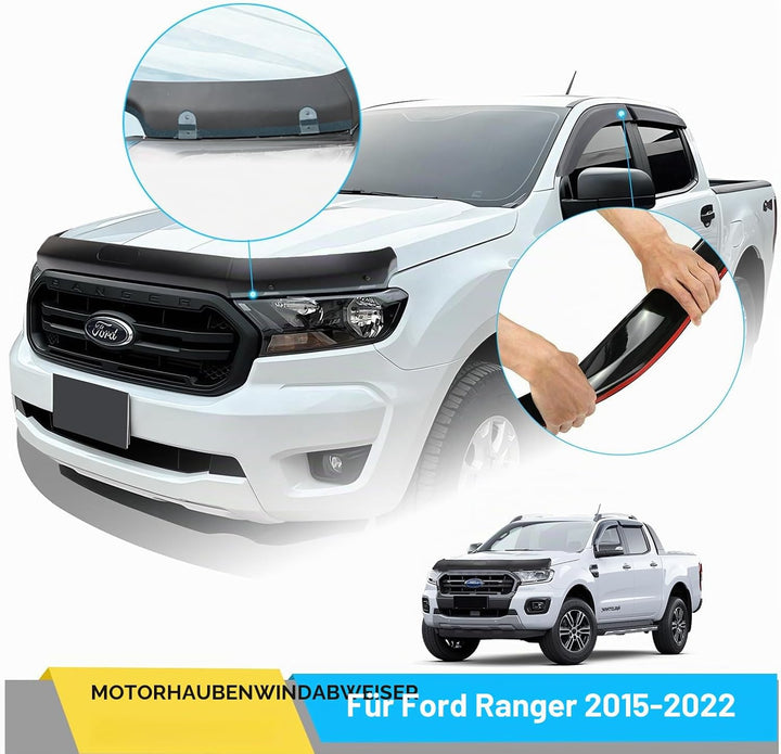 JHCHAN Windabweiser Motorhaubenschutz Schutz Motorhaube Deflektor für Ford Ranger Raptor Wildtrak 20