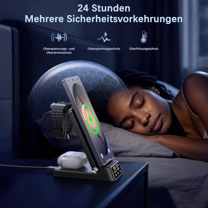 Induktive Ladestation für Samsung,4-in-1 Wireless Charger für Galaxy | S26/S25 Ultra/S24 Ultra/Z Fli