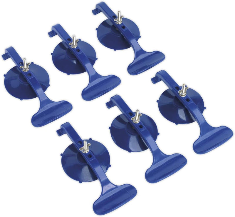 Sealey RE006 Saugnapfklemmen-Set, 81 mm x 258 mm x 193 mm, Blau, 6 Stück 81mm x 258mm x 193mm Blau,