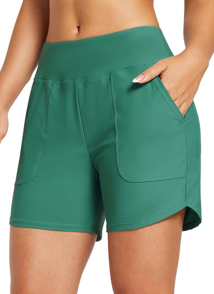 BALEAF Damen Badeshorts Bauchkontrolle UPF50+ Badehose Schnell Trocknend Schwimmhose Hohe Taille Boa